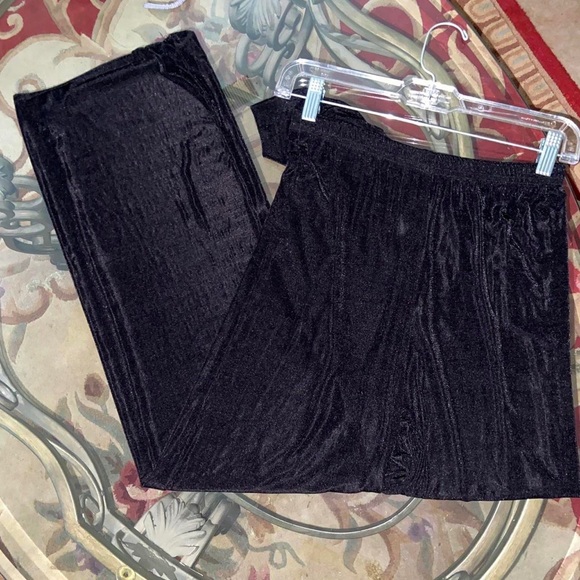 Super cute nylon glossy flowey bottoms yoga pants y2k black indie hippie sweats - Picture 4 of 10